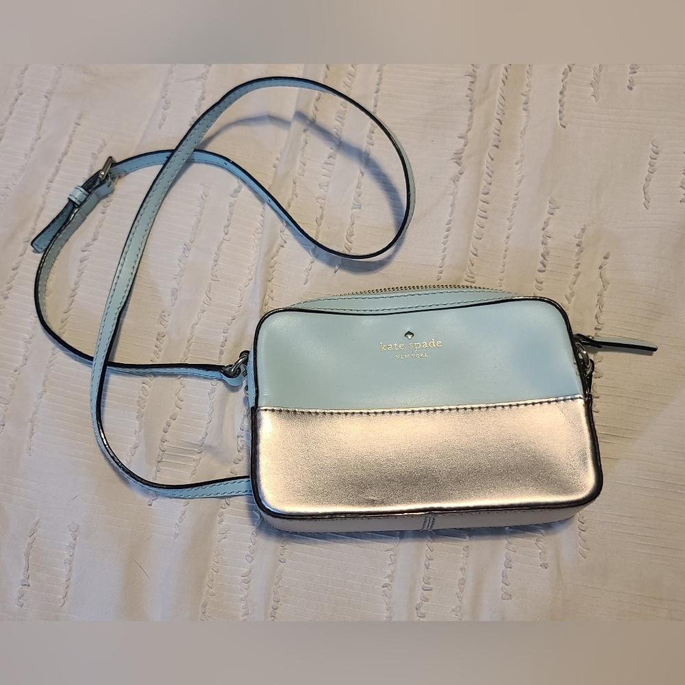 Kate Spade Aqua & Silver Mini Crossbody Bag